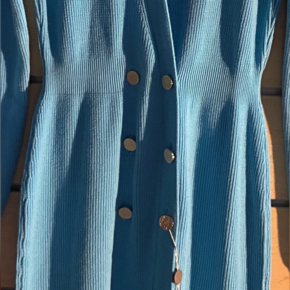 New HaveOne Knit sweater dress Front buttons XS-S Made Italy Knees length - Picture 6 of 6